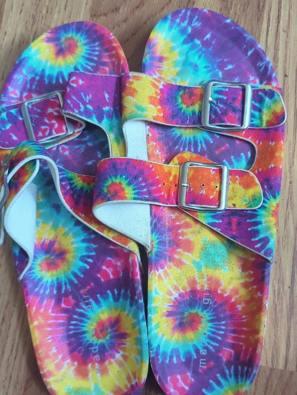 Tie-Dye Double Buckle Sandals - Bright Rainbow